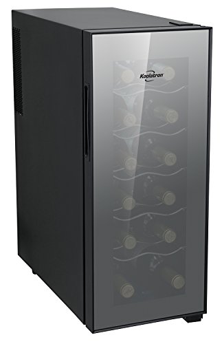 Koolatron-WC12-Thermoelectric-12-bottle-Slim-Countertop-Wine-Cellar-Double-tempered-Glass-Door-Adjustable-Temperature-Control-Thermoelectric-Cooling-Removable-Shelves-Black