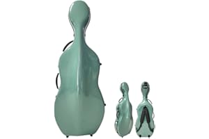 4/4 Size Cello Case, Ultra-Light Fiberglass Cello Case with Wheels-Fits, Adjustable Backpack Straps and Leather Handle,N