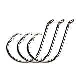 YOGAYET Offset Fishing Hooks Octopus Circle Hooks Extra Sharp Black High Carbon Steel for Saltwater Boat Fishing 1/0-10/0 50 Pcs