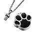HooAMI Cremation Jewelry Ashes Keepsake Dog Cat Paw Pet Memorial Urn Necklace (Black Silver)