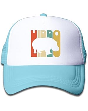 Vintage Style Hippo Silhouette Youth Mesh Hat Boy and Girls Baseball Trucker Caps