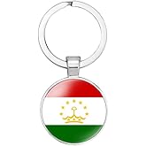 vmcoatdu Tadzhikistan Tajikistan National Flag Key Chain Keyring Gift Men Women Keychain Stainless Steel and Inlaid Glass Materials