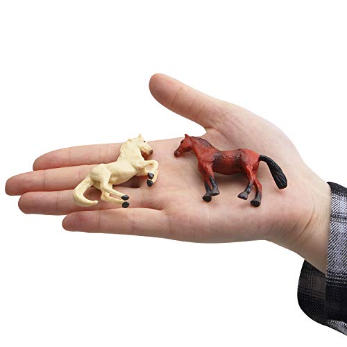TOYMANY 12PCS 12" Tiny Horse Figurines Toy Set, Plastic Miniature Pony