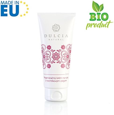 DULCIA Regenerating Hand Cream with Marigold Oil, hydrates the skin, softens the hardened parts and adds a pleasant feeling of comfort to your hands, contains precious rose water and cocoa butter, antibacterial, anti-inflammatory, regenerative, 75 ml