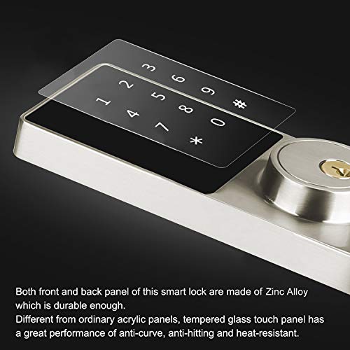 Smart Deadbolt Lock, LED Keypad Door Lock, Electronic Bluetooth Enabled APP, Digit Keyless Entry, Klwenas Maec Easy to Install, Silver