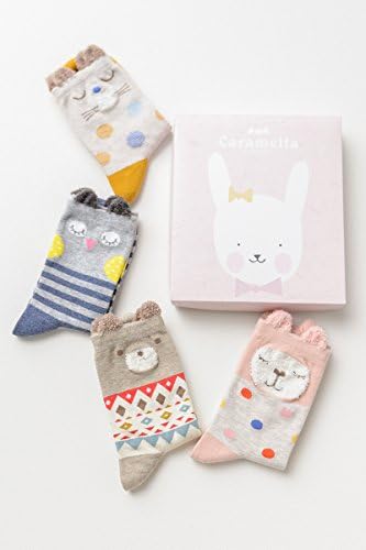 Womens Cute Animal Cotton Dress Socks 3,4Pairs with a Gift Box. Best Gift Idea