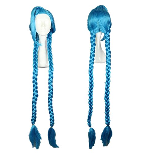 Kadiya Women Long Blue Braided Fashion Anime Synthetic Hair Cosplay Wig