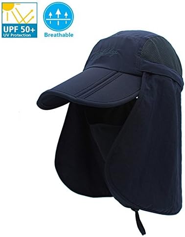 UNIQME Sun Cap Fishing Hat For Men Women, UPF 50+ Protection Quick-drying With Removable Neck Flap &amp; Face Cover Mask, Sun Hat for Gardening, Hiking, Camping, Boating, Outdoor Sports …