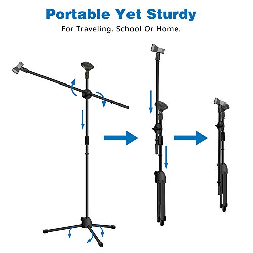 Microphone Stand, Kasonic Adjustable Tripod Boom Mic Stands with 2 Mic
