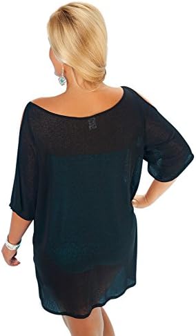 Always For Me Women's Plus Size Sheer Open Shoulder Cover up - Ladies' Swimwear Coverup w/Pockets