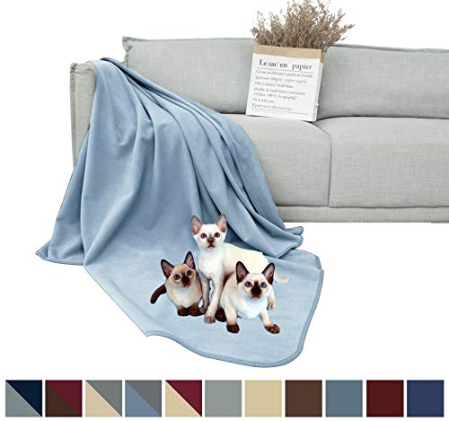 DEARTOWN 100% Waterproof Furniture Cover for Dogs and Cats,Super Soft Pet Blanket for Bed Couch Sofa (70×70 Inches, Blue)