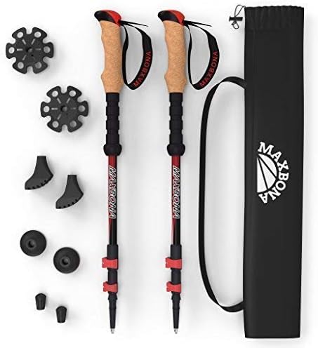 Walking Sticks – Strong & Lightweight Hiking Poles Carbon Fiber – Quick Locks/Cork Grips/EVA Foam – Collapsible Trekking Poles – All Terrain Accessories/Carry Bag – 2-pc Pack Outdoor