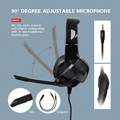Rimila Stereo Gaming Headset for PS4, PC, Xbox One Controller, Noise Cancelling Over Ear Headphones with Mic, Bass Surround, Soft Memory Earmuffs for Laptop Mac Switch Games - Thumbnail 2