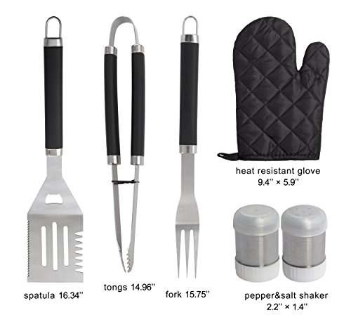 Grilljoy 7PCS BBQ Grill Tools Set, Heavy Duty Stainless Steel Accessories with Apron Storage Bag, Complete Outdoor Grilling Kit for Dad, Birthday Gift for Man