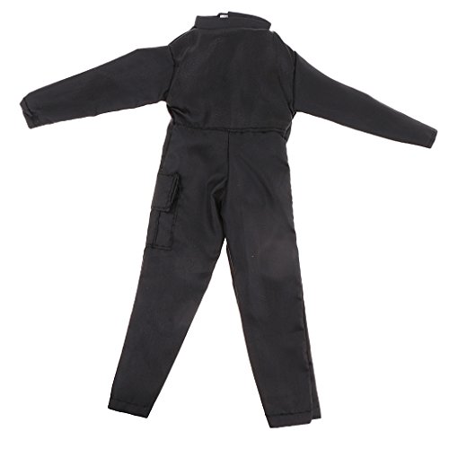SunniMix 1/6 Scale Black Suit Clothes Jumpsuits Soldier Coveralls Male Clothing for 12'' Phicen Action Figure Toys Doll Accessories