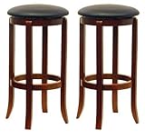 Winsome Wood 30-Inch Black PVC Seat Walnut Bar Stools, Set of 2 (Kitchen)