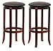 Winsome Wood 30-Inch Black PVC Seat Walnut Bar Stools, Set of 2