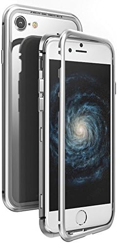 for iPhone 6s Case.MACBOU Fashion Magnetic Adsorption Metal Tempered Glass 360° Full Protection Luxury Case Cover For iPhone 6 iPhone 6s (Silver)