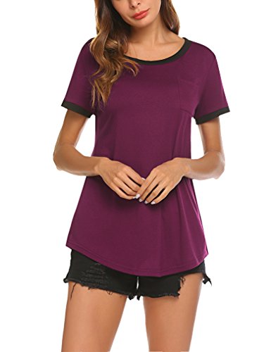 image for Qearal Women's Summer Basic Short Sleeve Tops Casual Loose Cotton T-Sh