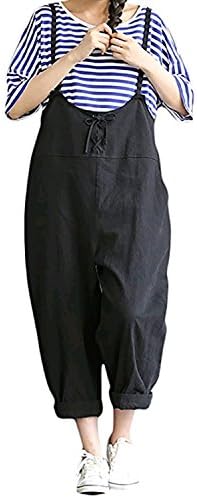 LVCBL Women Overall Sleeveless Loose Baggy Playsuit Plus Size Jumpsuit Dungarees Black XL
