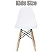 2xhome - Set of Four (4) - White - Kids Size Side Chairs White Seat Natural Wood Wooden Legs Eiffel Childrens Room Chairs No Arm Arms Armless Molded Plastic Seat Dowel Leg