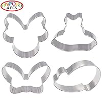 ANPOPO Mickey Minnie Mouse Cookie Cutters - 4 Piece - Disney Cookie Cutter Set - Minnie Face with Bow, Bow, Dress and High Heels Biscuit Fondant Large Metal Cutters Molds