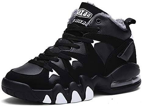 Willsky Men's Basketball Shoes, Basketball Trainers Lightweight Shock Absorption Sports Boots Unisex High Help Air Cushion Running Shoes,blackplusvelvet,46