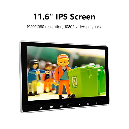2019 New 11.6 Inch 1080P HD Digital Multimedia Monitor Super-Thin Car Headrest DVD Player, Eonon Headrest Monitors with HDMI Port and Remote Control USB and SD-L0318
