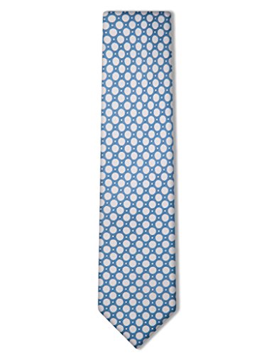 Origin Ties Men's Elegant White Polka Dots Silk Skinny Tie Blue
