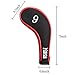 10L0L Golf Head Covers,Neoprene Zippered Golf Club Head Iron Covers - Set of 10 (Black and red)