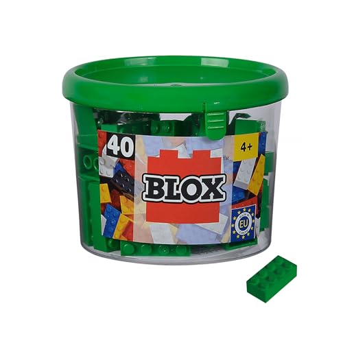 Simba 104114537 - Blox - 40 Blocs de Construction Verts pour Enfants à partir de 3 Ans - 8 Briques dans Une boîte - Qualité supérieure - Entièrement compatibles avec de Nombreux Autres Fabricants