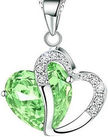 kaifongfu Pendant Necklace,Fashion Pendant Necklace Women Heart Crystal Rhinestone Silver Chain Jewelry (F)