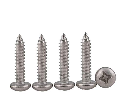 Drenky 100pcs M4 Phillips Pan Head Srews Stainless Steel Self Tapping Screws DIY Woodworking Screws (100PCS M4 x 12mm)