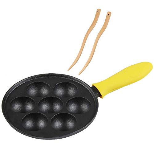 Ebelskiver Pan Upstreet Cast Iron Aebleskiver Pan - Ideal For Mini Pancake Mold, Cake Pop Pan, And Takoyaki Maker - Danish Stuffed (Blue Waffle Iron