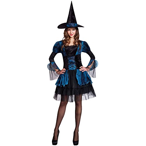 ZHIHONG Women's Halloween Batman Vampire Uniforms / Ghost Bride Dress/ Witch Red Hooded Witch Dress Costume/ Blue Witch Dress With Hat