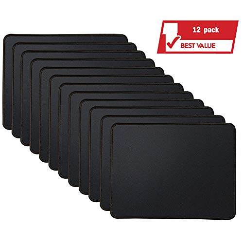 Mouse Pads Bundle Stitched Edges Premium Waterproof Gaming Mouse Mat Pad, Extends Battery Life Non-Slip Rubber Base Thick Black Mousepad for Laptop Computer & PC, 11 x 8.7 inch, Black Razer (12 Pack)