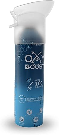OXY BOOST Natural Portable Oxygen Cylinder Can with Inbuilt Mask, (9 Litre) (160 Breaths Approx.) Pack of 1