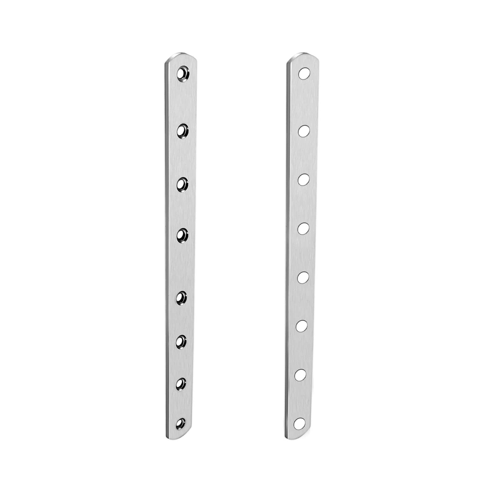 DTGN 295x25x4mm(LxWxT) Flat Straight Brace Plate -2Pack- Good for Furniture Repairing - Stainless Steel Brace Plate - Silver Tone