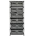 Function Home 12-Drawer Chest, 6 Tier Storage Organizer Tower, Metal Shelf with 12 Removable Fabric Bins, Ideal for Home Office Dorm Bedroom, Grey