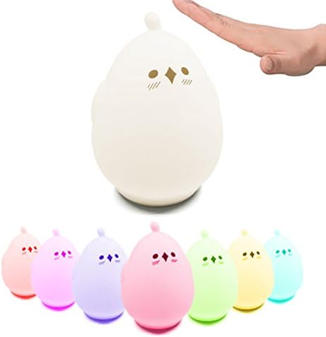 Children Night Light LED Lamp Multi-Color Soft Silicone Bedroom Night Light Nursery Lamp for Baby Toddler Boys Girls, 7 Breathing Color Mode and 8 Individual Colors Mode, USB Rechargeable