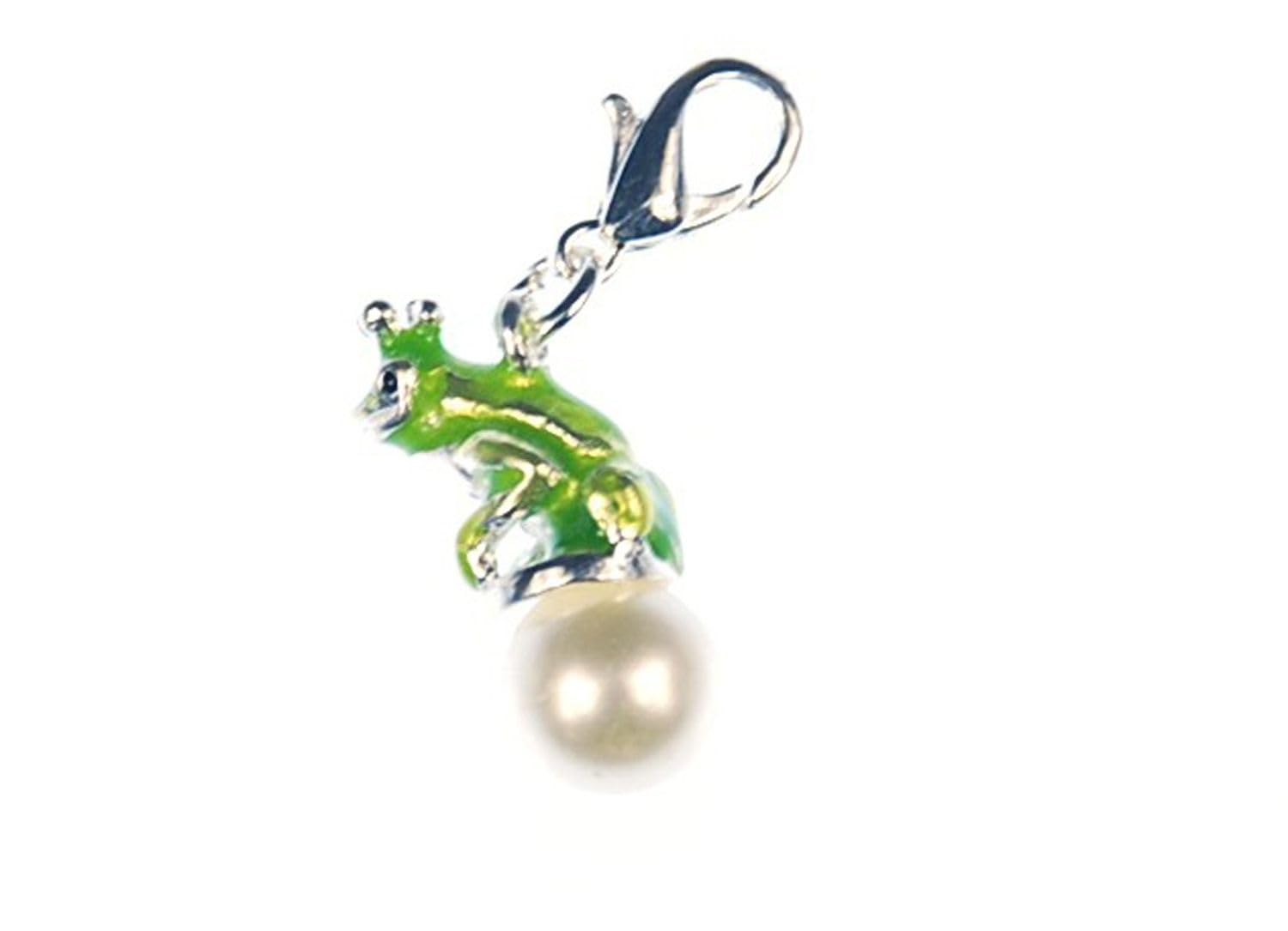 Miniblings Frog Prince Charm Pendant Princess Fairytale Crown Pearl Enameled