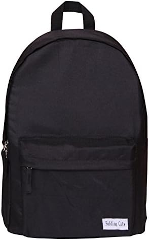 Folding City Backpack For Boys Girls Teenagers Lightweight Roomy School Bag Black