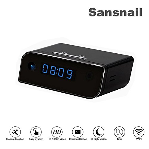 Sansnail Wi-Fi mini Camera Clock Upgraded Wireless mini Camera Full HD 1080P Motion Detection Activated Alarm App Real-time Video Remotely Monitoring for Home Security Nanny Cam