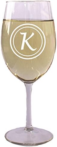 Monogrammed Personalized White or Red Wine Glass with Initial 18 Oz - Wedding Party Bridesmaid Mother's Day Housewarming Gifts - Custom Engraved Drinkware Glassware Barware Etched for Free