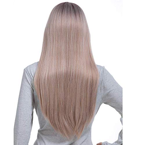 70cm Womens Straight Long Blonde Wigs, Ombre Ash Brown And Platimum Blonde Mixed Color Hair Wigs For Women, 28inch Long Dirty Blonde Wig (Dirty Blonde) - Thumbnail 6