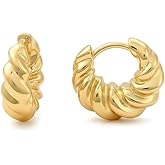 18K Gold Plated Mini Croissant Huggie Hoop Earrings – Hypoallergenic & Tarnish Resistant
