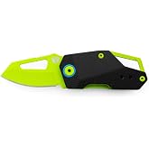 TRUE Berm Keychain Knife, Everyday Carry Pocket Knife - Yellow &amp; Black | 1.5in Modified Clip Point Blade, 7Cr17MoV Stainless Steel, EDC, Compact, G10 Handle, Liner Lock, Carabiner, Reversible Clip