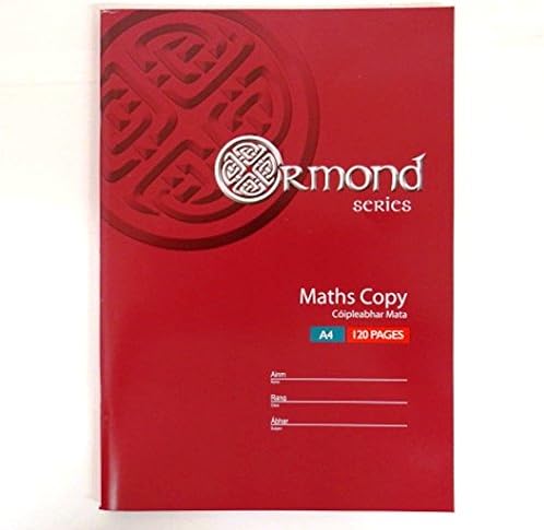A4 Maths 7mm Square Lined Exercise Notebook, 120 Pages, by Ormond