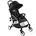 Black Deluxe Dual-Brake Single Baby Stroller, Portable Light Weight Travel Pram, Large Water Resistant Umbrella Canopy For Infant Toddler, Boys, Girls Unisex 3 Month, 1, 2 Year Old and UP