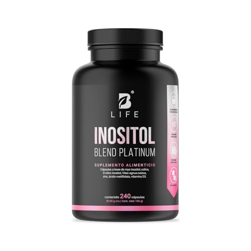 Myo y D Chiro Inositol 240 caps | Equilibrio Hormonal | 2600 mg por porción | Con Colina, Vitex, Metilfolato y Vitamina D3. Ingredientes Naturales. Inositol Blend Platinum. B Life.